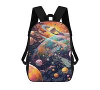 sinyumoney 3D Printed 17inch School Backpack Children's Backpack Colorful Cosmic Planets Book Bags High Capacity Travel School Bags for Kids/Students/Adults