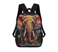 sinyumoney 3D Printed 17inch School Backpack Children's Backpack Colorful Elephant Painting Artwork-3 Book Bags High Capacity Travel School Bags for Kids/Students/Adults