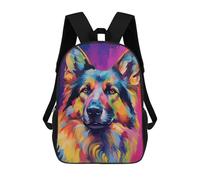sinyumoney 3D Printed 17inch School Backpack Children's Backpack Colorful German Shepherd Painting Book Bags High Capacity Travel School Bags for Kids/Students/Adults