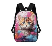 sinyumoney 3D Printed 17inch School Backpack Children's Backpack Colorful Kitten Painting-9 Book Bags High Capacity Travel School Bags for Kids/Students/Adults