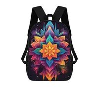 sinyumoney 3D Printed 17inch School Backpack Children's Backpack Colorful Lotus Mandala Artwork Book Bags High Capacity Travel School Bags for Kids/Students/Adults