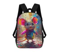 sinyumoney 3D Printed 17inch School Backpack Children's Backpack Colorful Mouse Painting Artwork Book Bags High Capacity Travel School Bags for Kids/Students/Adults