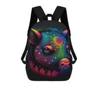 sinyumoney 3D Printed 17inch School Backpack Children's Backpack Colorful Pig Art Print-2 Book Bags High Capacity Travel School Bags for Kids/Students/Adults