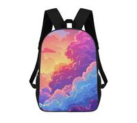 sinyumoney 3D Printed 17inch School Backpack Children's Backpack Colorful Sky Clouds Illustration Book Bags High Capacity Travel School Bags for Kids/Students/Adults