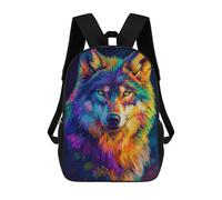 sinyumoney 3D Printed 17inch School Backpack Children's Backpack Colorful Wolf Portrait Book Bags High Capacity Travel School Bags for Kids/Students/Adults