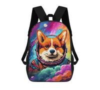 sinyumoney 3D Printed 17inch School Backpack Children's Backpack Corgi Astronaut in Space -23 Book Bags High Capacity Travel School Bags for Kids/Students/Adults
