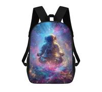 sinyumoney 3D Printed 17inch School Backpack Children's Backpack Cosmic Astronaut Meditation Book Bags High Capacity Travel School Bags for Kids/Students/Adults