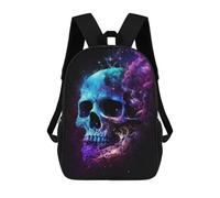 sinyumoney 3D Printed 17inch School Backpack Children's Backpack Cosmic Skull Art Print-3 Book Bags High Capacity Travel School Bags for Kids/Students/Adults