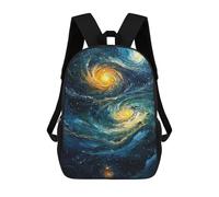 sinyumoney 3D Printed 17inch School Backpack Children's Backpack Cosmic Swirl Galaxy Art Book Bags High Capacity Travel School Bags for Kids/Students/Adults