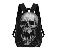 sinyumoney 3D Printed 17inch School Backpack Children's Backpack Creepy Skull with Sharp Teeth Book Bags High Capacity Travel School Bags for Kids/Students/Adults