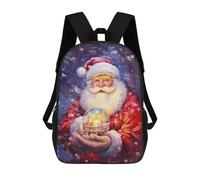 sinyumoney 3D Printed 17inch School Backpack Children's Backpack CrystalBall Santa Book Bags High Capacity Travel School Bags for Kids/Students/Adults