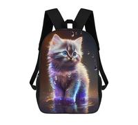 sinyumoney 3D Printed 17inch School Backpack Children's Backpack Cute Cosmic Kitten Book Bags High Capacity Travel School Bags for Kids/Students/Adults