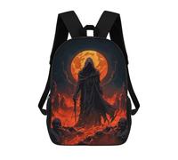 sinyumoney 3D Printed 17inch School Backpack Children's Backpack Dark Figure in Hell Book Bags High Capacity Travel School Bags for Kids/Students/Adults