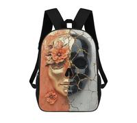 sinyumoney 3D Printed 17inch School Backpack Children's Backpack Day of The Dead Mask Art Print Book Bags High Capacity Travel School Bags for Kids/Students/Adults