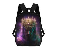 sinyumoney 3D Printed 17inch School Backpack Children's Backpack Divine Majesty Crowned Figure Book Bags High Capacity Travel School Bags for Kids/Students/Adults