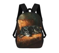 sinyumoney 3D Printed 17inch School Backpack Children's Backpack Dog Resting on Leather Couch Book Bags High Capacity Travel School Bags for Kids/Students/Adults
