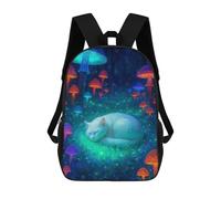 sinyumoney 3D Printed 17inch School Backpack Children's Backpack Dreamy Cat in Mushroom Forest Book Bags High Capacity Travel School Bags for Kids/Students/Adults