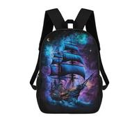 sinyumoney 3D Printed 17inch School Backpack Children's Backpack Fantasy Sailing Ship Art Print-5 Book Bags High Capacity Travel School Bags for Kids/Students/Adults