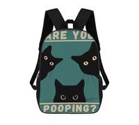 sinyumoney 3D Printed 17inch School Backpack Children's Backpack Fat Cat Toilet Are Pooping Book Bags High Capacity Travel School Bags for Kids/Students/Adults
