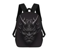 sinyumoney 3D Printed 17inch School Backpack Children's Backpack Fierce Hannya Mask Book Bags High Capacity Travel School Bags for Kids/Students/Adults