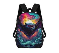 sinyumoney 3D Printed 17inch School Backpack Children's Backpack Fiery Demon Artwork Book Bags High Capacity Travel School Bags for Kids/Students/Adults