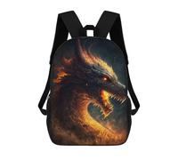sinyumoney 3D Printed 17inch School Backpack Children's Backpack Fiery Dragon Artwork -1 Book Bags High Capacity Travel School Bags for Kids/Students/Adults