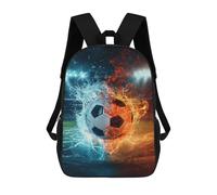 sinyumoney 3D Printed 17inch School Backpack Children's Backpack Fire Vs. Ice Soccer Ball Book Bags High Capacity Travel School Bags for Kids/Students/Adults