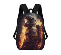 sinyumoney 3D Printed 17inch School Backpack Children's Backpack Firefighter Firefighters Book Bags High Capacity Travel School Bags for Kids/Students/Adults