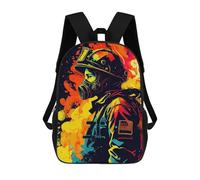 sinyumoney 3D Printed 17inch School Backpack Children's Backpack Firefighter Popart Book Bags High Capacity Travel School Bags for Kids/Students/Adults