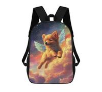sinyumoney 3D Printed 17inch School Backpack Children's Backpack Flying Angel Puppy in Clouds Book Bags High Capacity Travel School Bags for Kids/Students/Adults