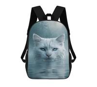 sinyumoney 3D Printed 17inch School Backpack Children's Backpack Foggy Forest Cat Reflection Book Bags High Capacity Travel School Bags for Kids/Students/Adults