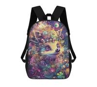 sinyumoney 3D Printed 17inch School Backpack Children's Backpack Fox Close-Up - Visionary Digital Art for Modern Walls Book Bags High Capacity Travel School Bags for Kids/Students/Adults
