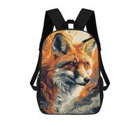 sinyumoney 3D Printed 17inch School Backpack Children's Backpack Fox in Flames Art Print Book Bags High Capacity Travel School Bags for Kids/Students/Adults