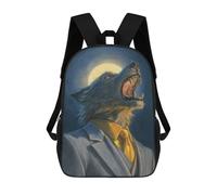 sinyumoney 3D Printed 17inch School Backpack Children's Backpack Full Moon Wolf Howling Book Bags High Capacity Travel School Bags for Kids/Students/Adults