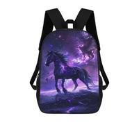 sinyumoney 3D Printed 17inch School Backpack Children's Backpack Galactic Horse Wallpaper Book Bags High Capacity Travel School Bags for Kids/Students/Adults
