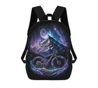 sinyumoney 3D Printed 17inch School Backpack Children's Backpack Galactic Mountain Bike Adventure -4 Book Bags High Capacity Travel School Bags for Kids/Students/Adults