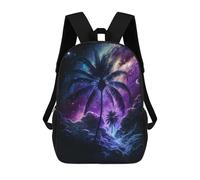 sinyumoney 3D Printed 17inch School Backpack Children's Backpack Galactic Palm Paradise Book Bags High Capacity Travel School Bags for Kids/Students/Adults