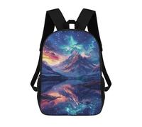 sinyumoney 3D Printed 17inch School Backpack Children's Backpack Galactic Reflections Celestial Lake Scene Book Bags High Capacity Travel School Bags for Kids/Students/Adults