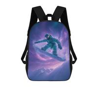 sinyumoney 3D Printed 17inch School Backpack Children's Backpack Galactic Snowboarding Adventure -1 Book Bags High Capacity Travel School Bags for Kids/Students/Adults