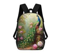 sinyumoney 3D Printed 17inch School Backpack Children's Backpack Garden Peacock Painting Book Bags High Capacity Travel School Bags for Kids/Students/Adults