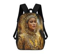 sinyumoney 3D Printed 17inch School Backpack Children's Backpack Golden Royal Portrait Book Bags High Capacity Travel School Bags for Kids/Students/Adults