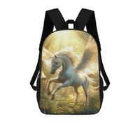 sinyumoney 3D Printed 17inch School Backpack Children's Backpack Golden Winged Horse Fantasy Art Book Bags High Capacity Travel School Bags for Kids/Students/Adults