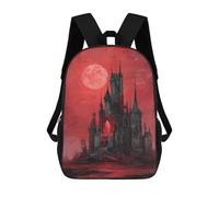 sinyumoney 3D Printed 17inch School Backpack Children's Backpack Gothic Castle with Blood Moon Book Bags High Capacity Travel School Bags for Kids/Students/Adults