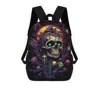 sinyumoney 3D Printed 17inch School Backpack Children's Backpack Gothic Skull Art Print Book Bags High Capacity Travel School Bags for Kids/Students/Adults