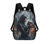 sinyumoney 3D Printed 17inch School Backpack Children's Backpack Gothic Woman Holding Skull Painting-1 Book Bags High Capacity Travel School Bags for Kids/Students/Adults