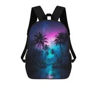 sinyumoney 3D Printed 17inch School Backpack Children's Backpack Island Sunset Serenade Book Bags High Capacity Travel School Bags for Kids/Students/Adults