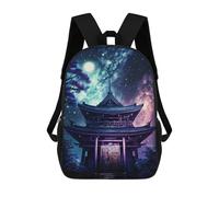 sinyumoney 3D Printed 17inch School Backpack Children's Backpack Japanese Pagoda Night Sky Book Bags High Capacity Travel School Bags for Kids/Students/Adults