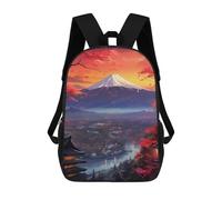 sinyumoney 3D Printed 17inch School Backpack Children's Backpack Japanese Sunset with Mount Fuji Book Bags High Capacity Travel School Bags for Kids/Students/Adults