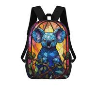 sinyumoney 3D Printed 17inch School Backpack Children's Backpack Koala Bear Stained Glass Book Bags High Capacity Travel School Bags for Kids/Students/Adults