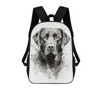 sinyumoney 3D Printed 17inch School Backpack Children's Backpack Labrador Black Ink Art Book Bags High Capacity Travel School Bags for Kids/Students/Adults